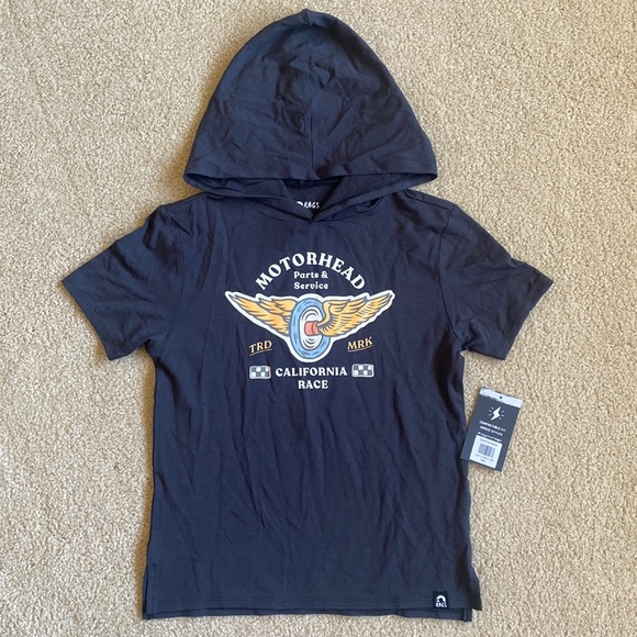 NWT - RAGS - Motorhead hooded T-Shirt - Size 7/8 - Picture 1 of 5